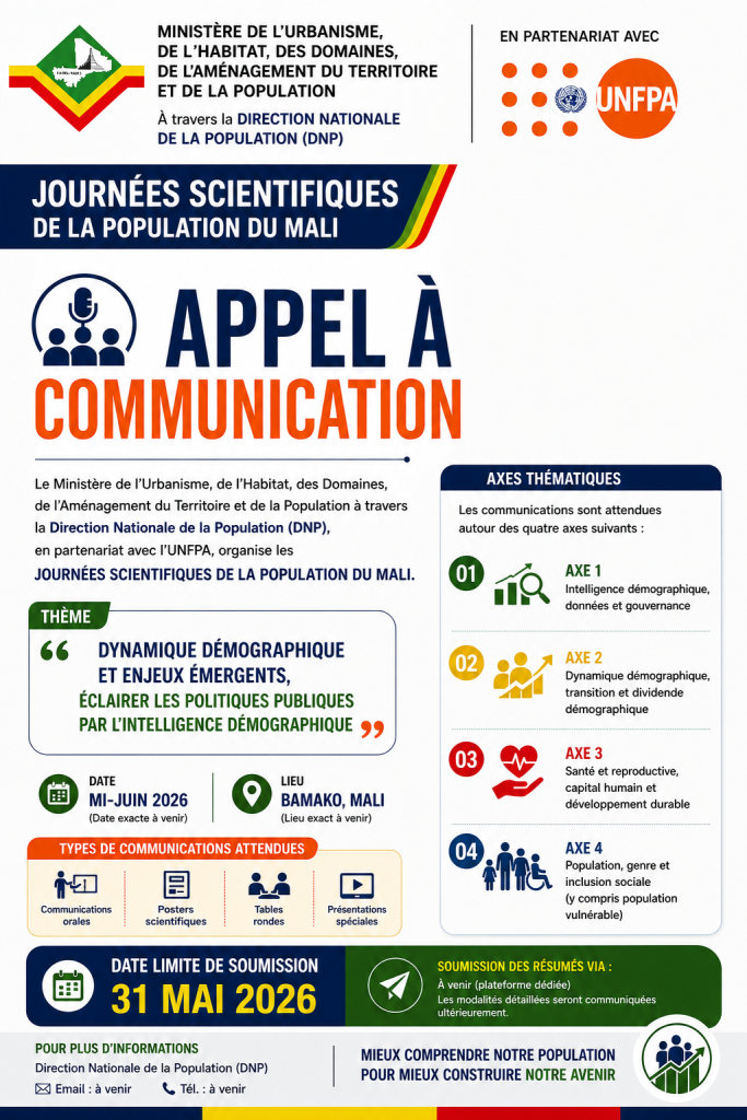 Appel à Communications dans le Cadre des Journées Scientifiques de la Population